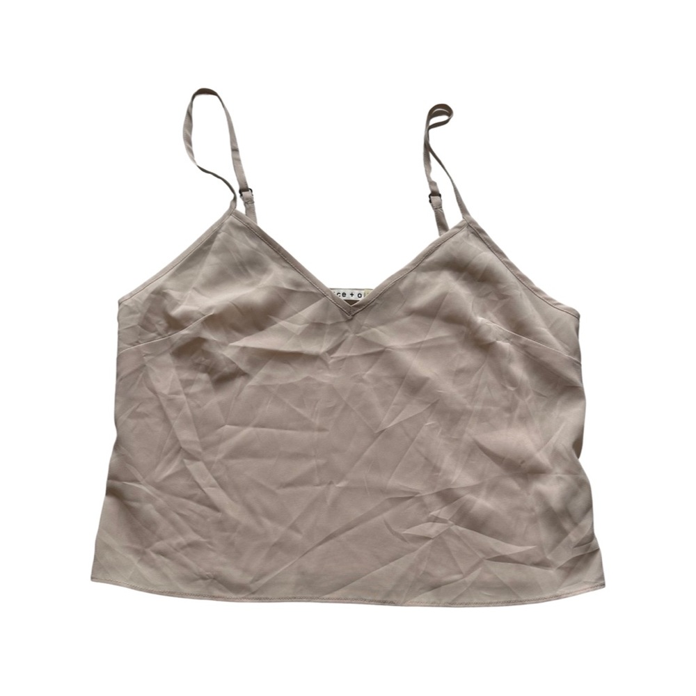 Alice Olivia Nude Beige Tan Casual Tank Top Cropped Spaghetti Strap‎ Adjustable